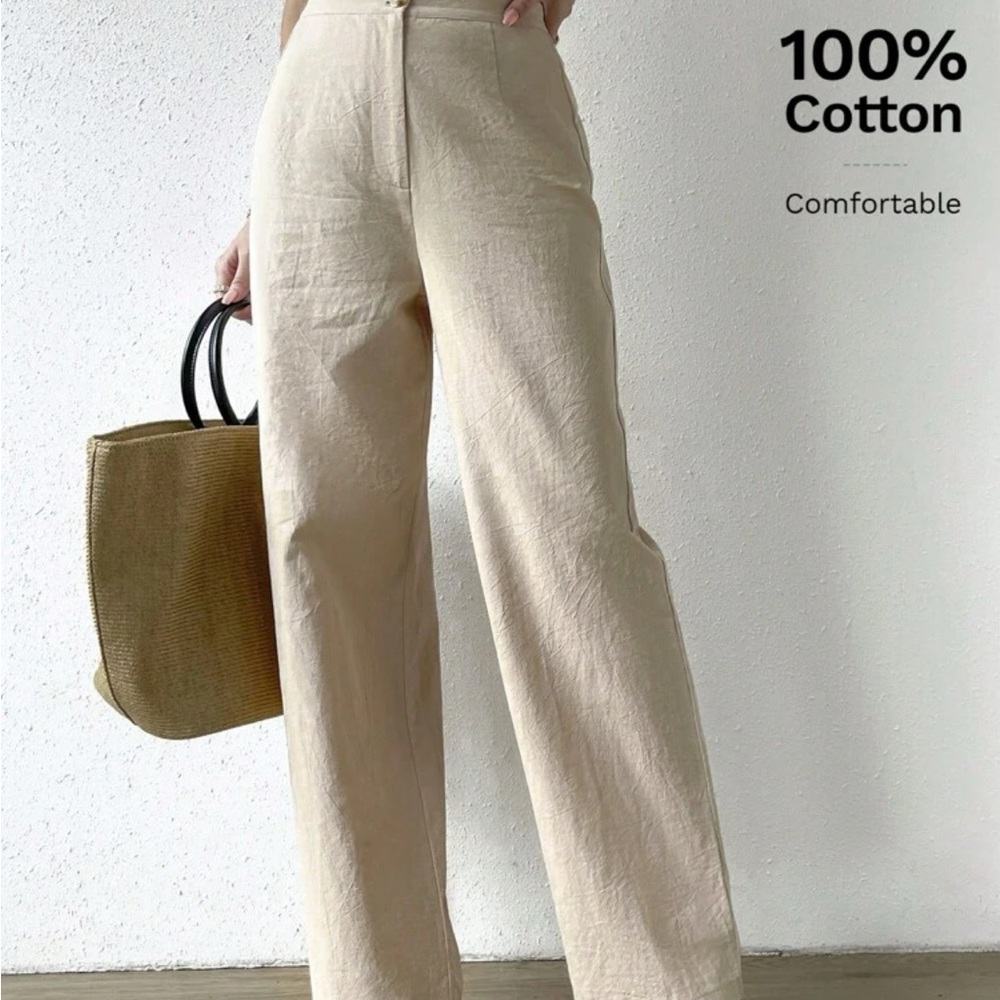 SHEIN Cream Wide Leg Jumpsuit Relaxed Fit